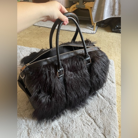 Dolls Kill Handbags - Dollskill black furry weekender bag